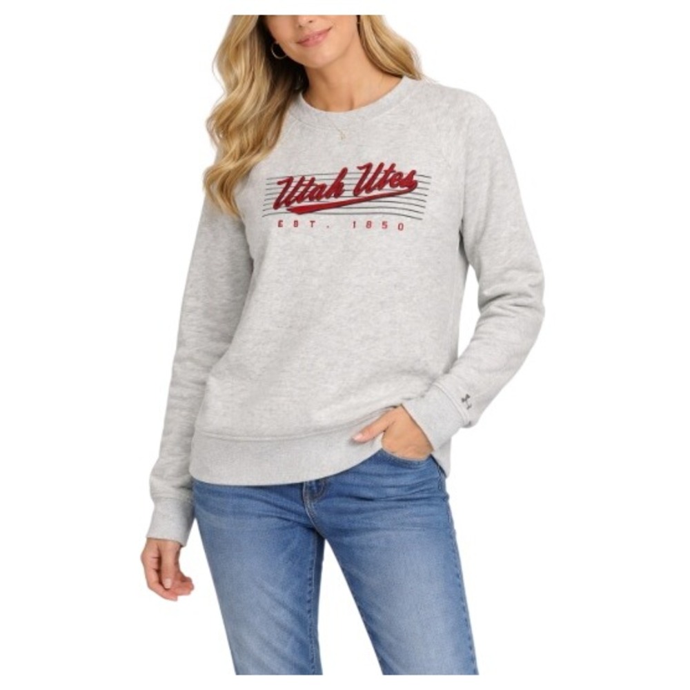 Under Armour Women's Gray Utah Utes Loose Fit All Day Crew Sweatshirt Size L NWT